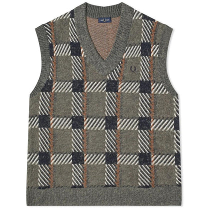 Field Green - Front - Fred Perry Mens Tartan Sweater Vest