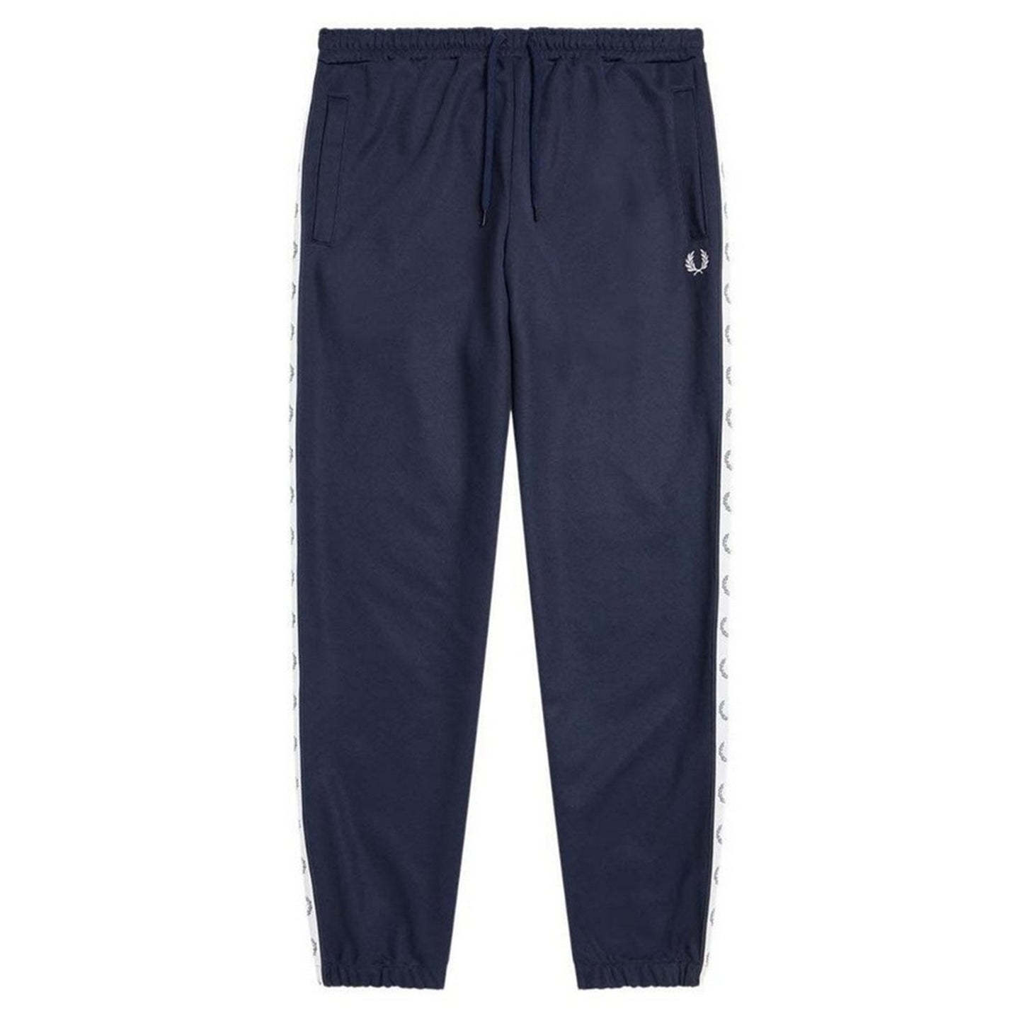 Navy - Front - Fred Perry Mens Branded Tape Jogging Bottoms