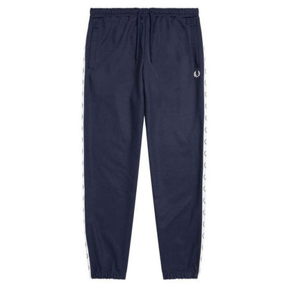 Navy - Front - Fred Perry Mens Branded Tape Jogging Bottoms