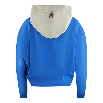 Beige-Blue - Back - Parajumpers Womens-Ladies Big Logo Colour Block Crop Hoodie