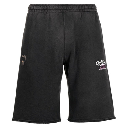 Black - Front - Off-White Unisex Adult Wave Off Sweat Shorts