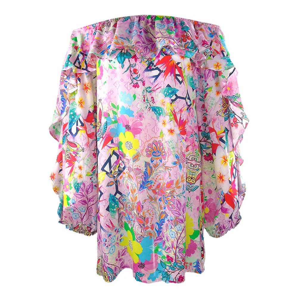 Multicoloured - Back - Inoa Womens-Ladies Rosetto Gardenia Boho Blouse