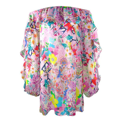 Multicoloured - Back - Inoa Womens-Ladies Rosetto Gardenia Boho Blouse