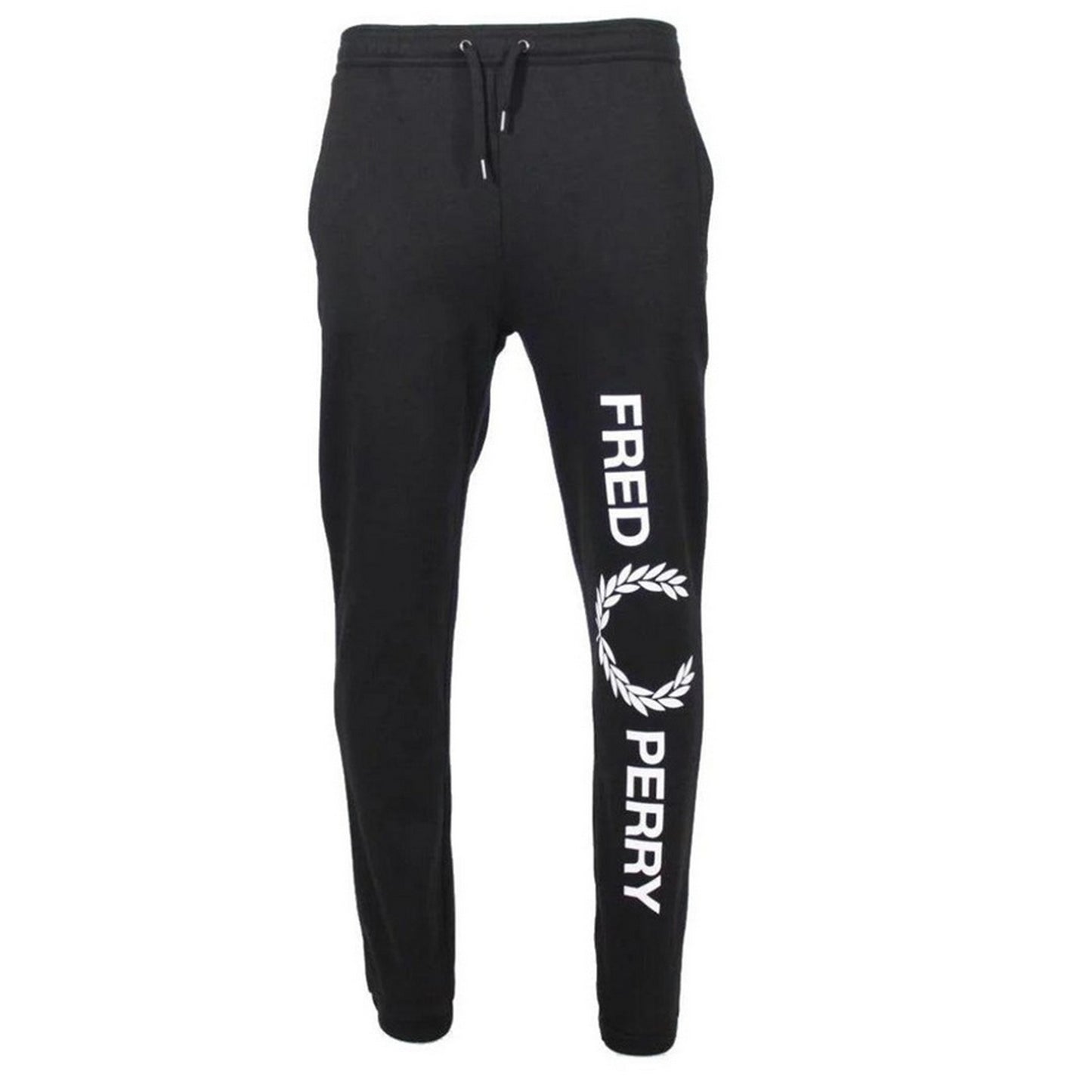 Black - Front - Fred Perry Mens Large Logo Jogging Bottoms