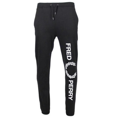 Black - Front - Fred Perry Mens Large Logo Jogging Bottoms