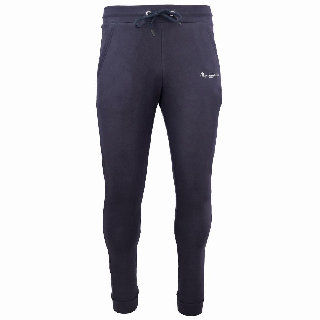 Navy-White - Front - Aquascutum Mens Logo Jogging Bottoms