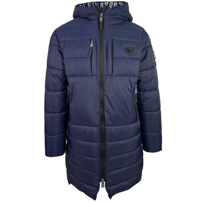 Navy Blue - Front - Plein Sport Mens Circle Logo Branded Long Padded Jacket