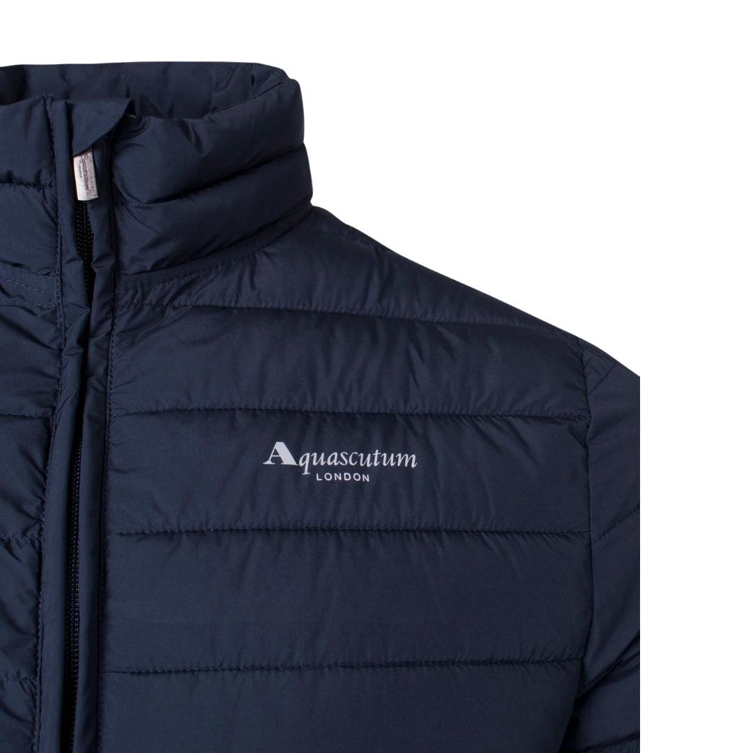 Navy Blue - Side - Aquascutum Mens Mock Neck Active Padded Jacket