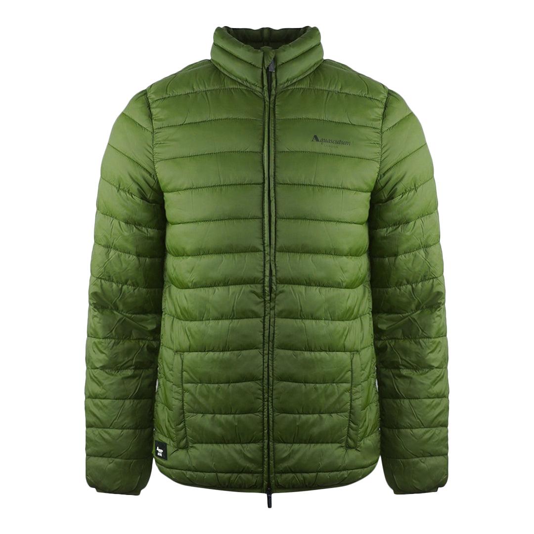 Army Green - Front - Aquascutum Mens London Logo Active Padded Jacket