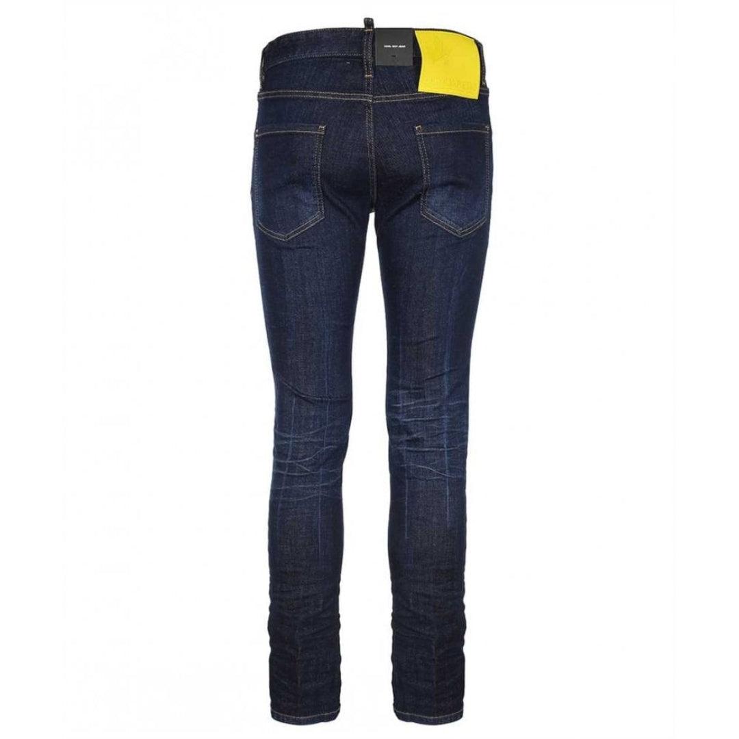 Dark Blue - Back - DSquared2 Mens Denim Slim Jeans