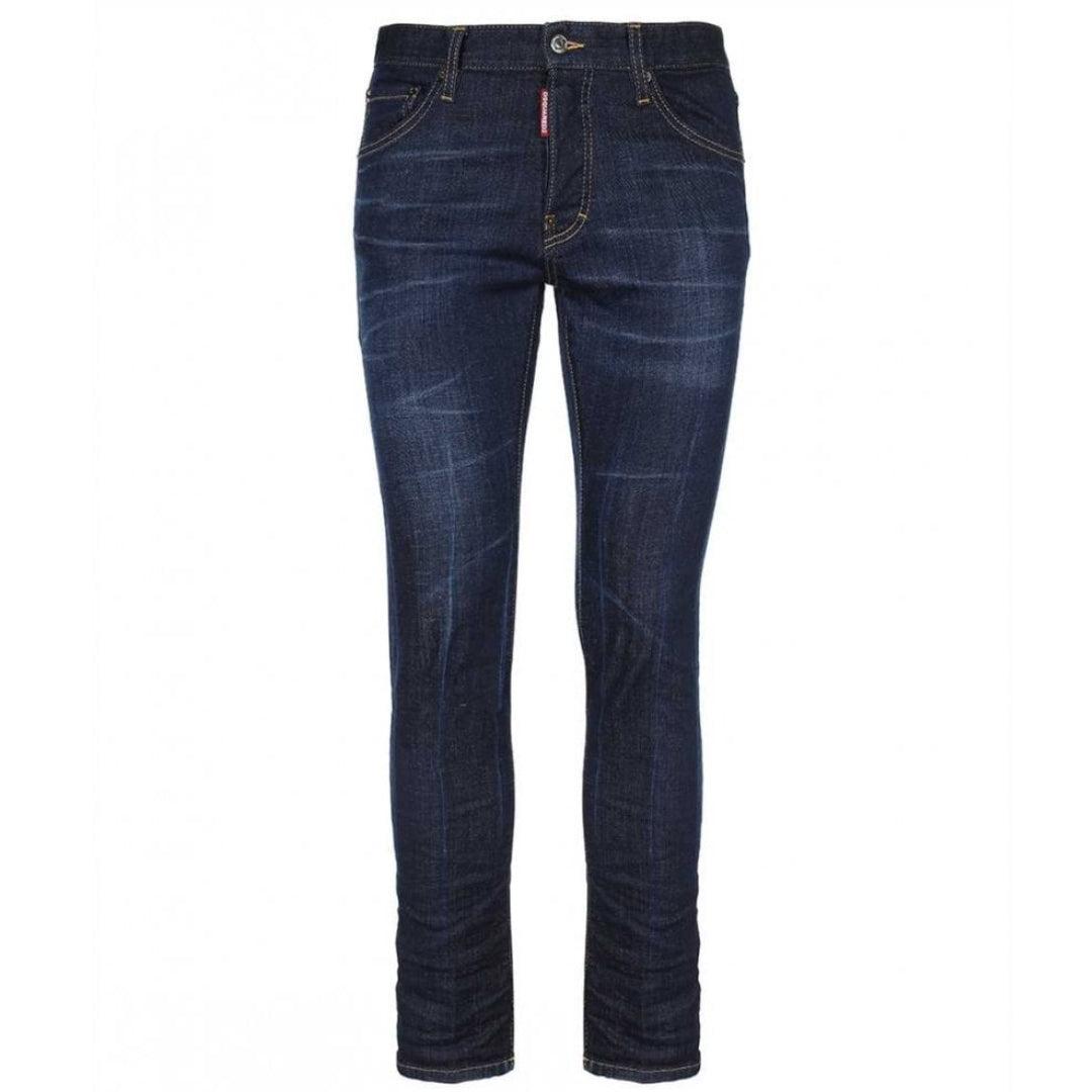 Dark Blue - Front - DSquared2 Mens Denim Slim Jeans