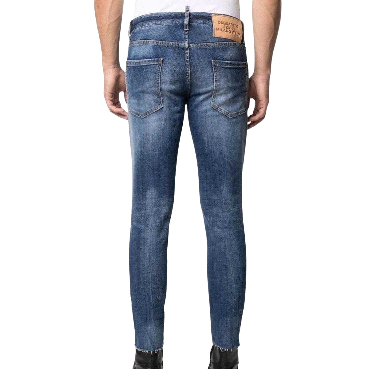 Blue - Back - DSquared2 Mens Cool Guy Cropped Jeans