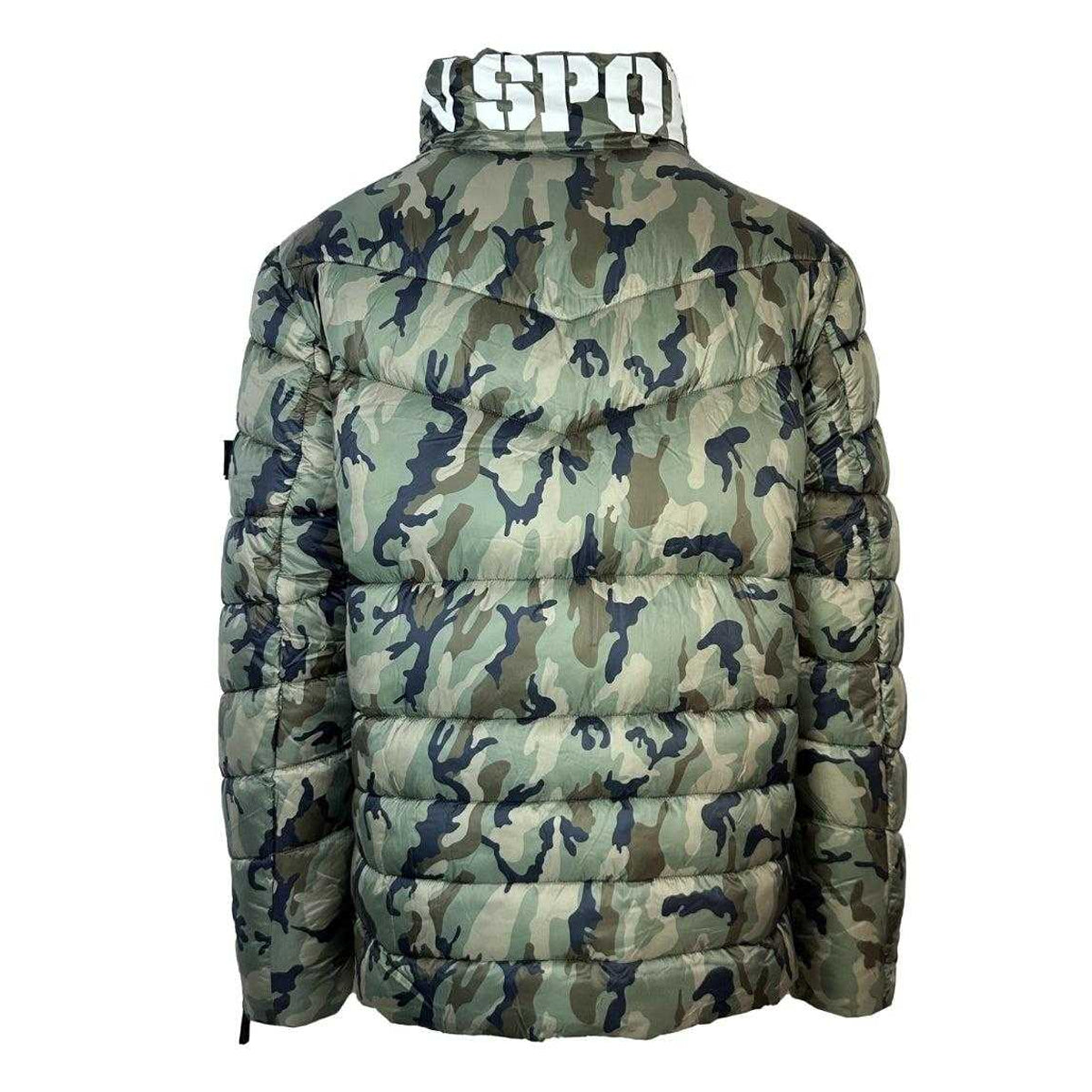 Green - Back - Plein Sport Mens Camo Logo Padded Jacket