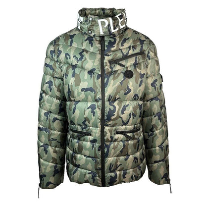 Green - Front - Plein Sport Mens Camo Logo Padded Jacket