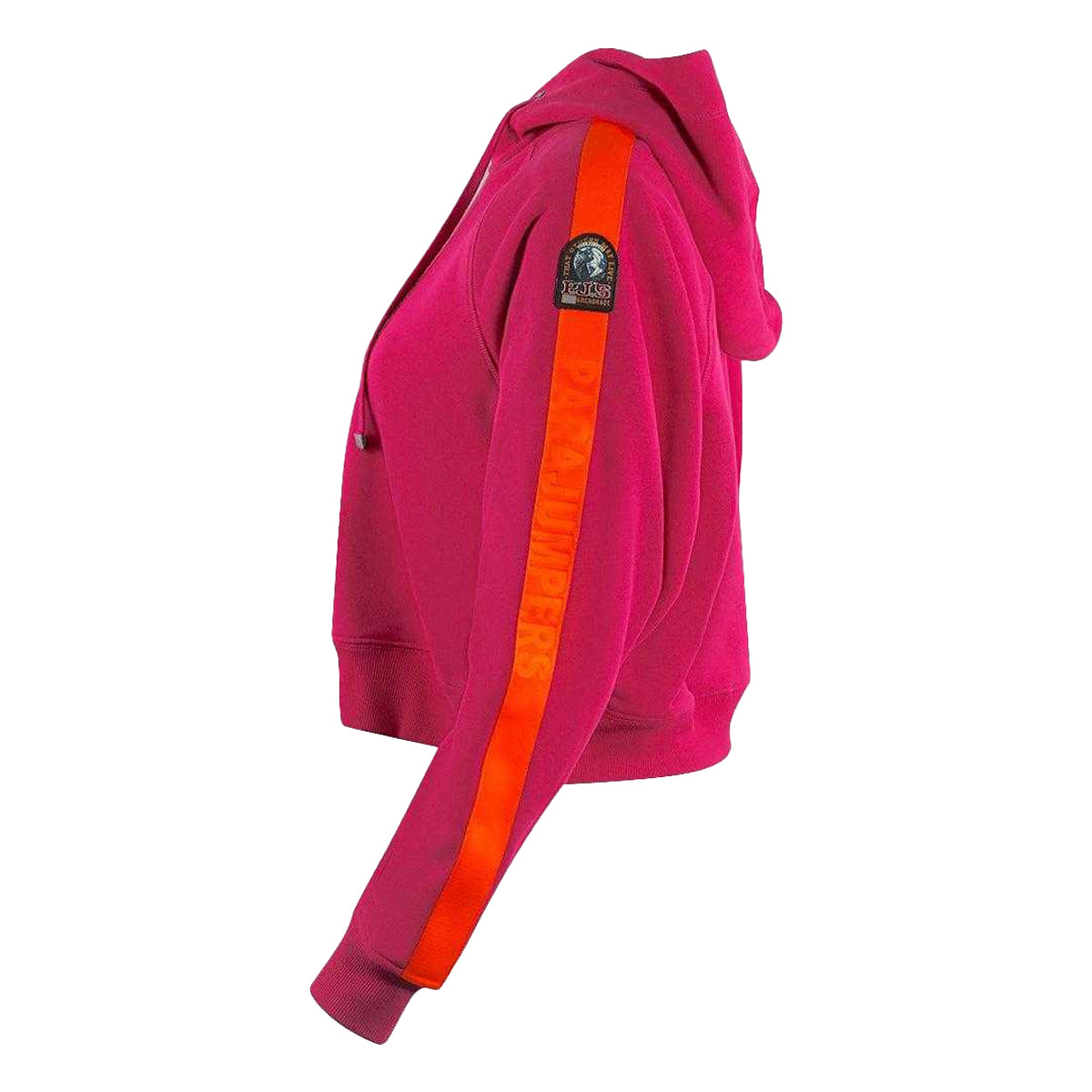 Pink - Side - Parajumpers Womens-Ladies Letta Taped Sleeve Crop Hoodie