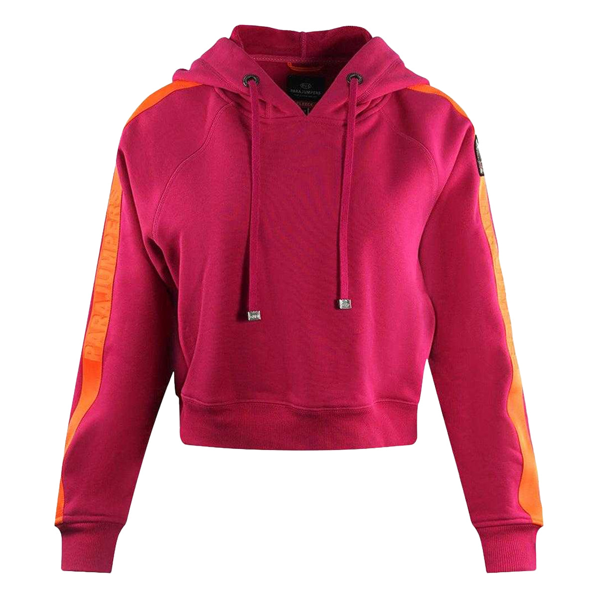 Pink - Front - Parajumpers Womens-Ladies Letta Taped Sleeve Crop Hoodie