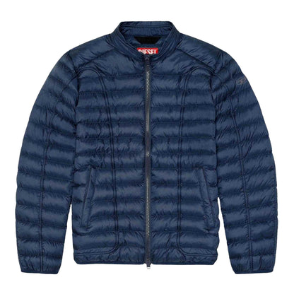Navy Blue - Front - Diesel Mens Plain Padded Jacket