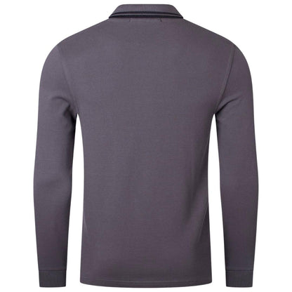 Gunmetal Grey - Back - Fred Perry Mens Double Tipped Collar Long-Sleeved Polo Shirt