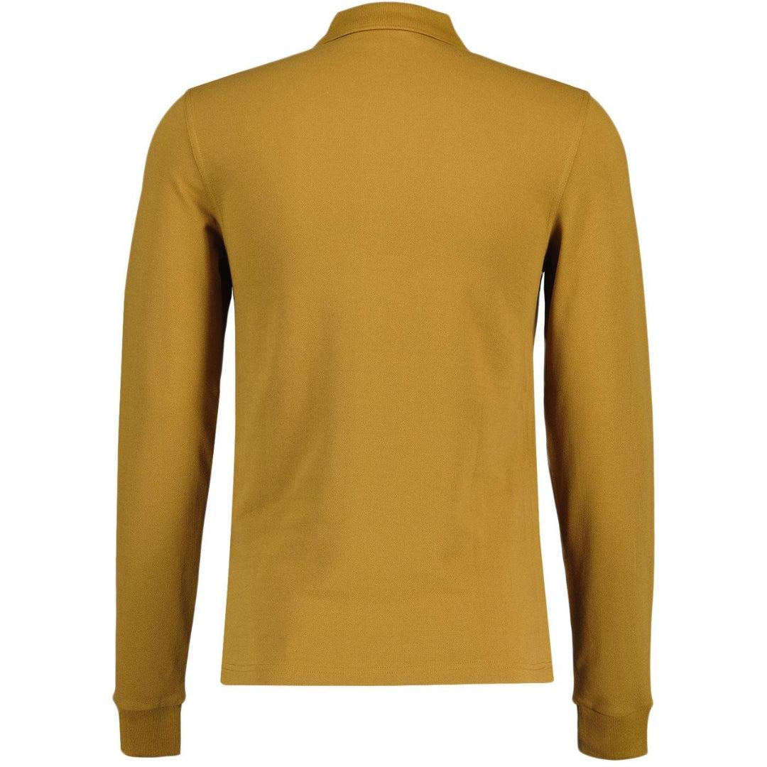 Dark Caramel - Back - Fred Perry Mens Plain Long-Sleeved Polo Shirt