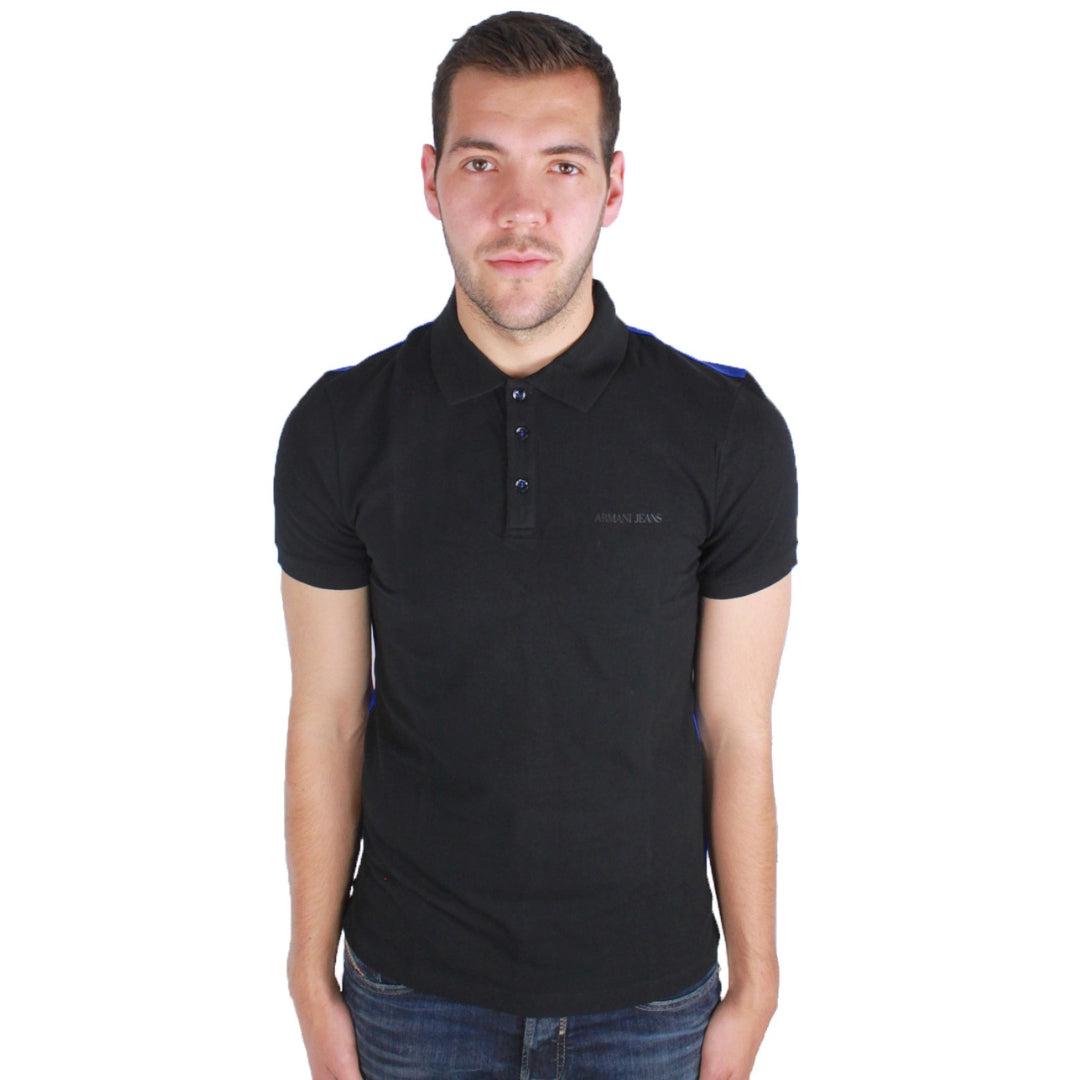 Black-Blue - Front - Armani Jeans Mens Plain Polo Shirt