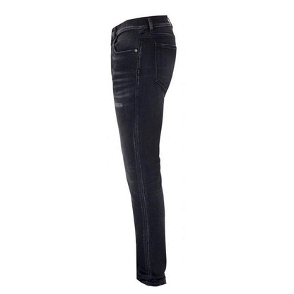 Black - Side - Diesel Mens D-Strukt Torn Reinforced Jeans