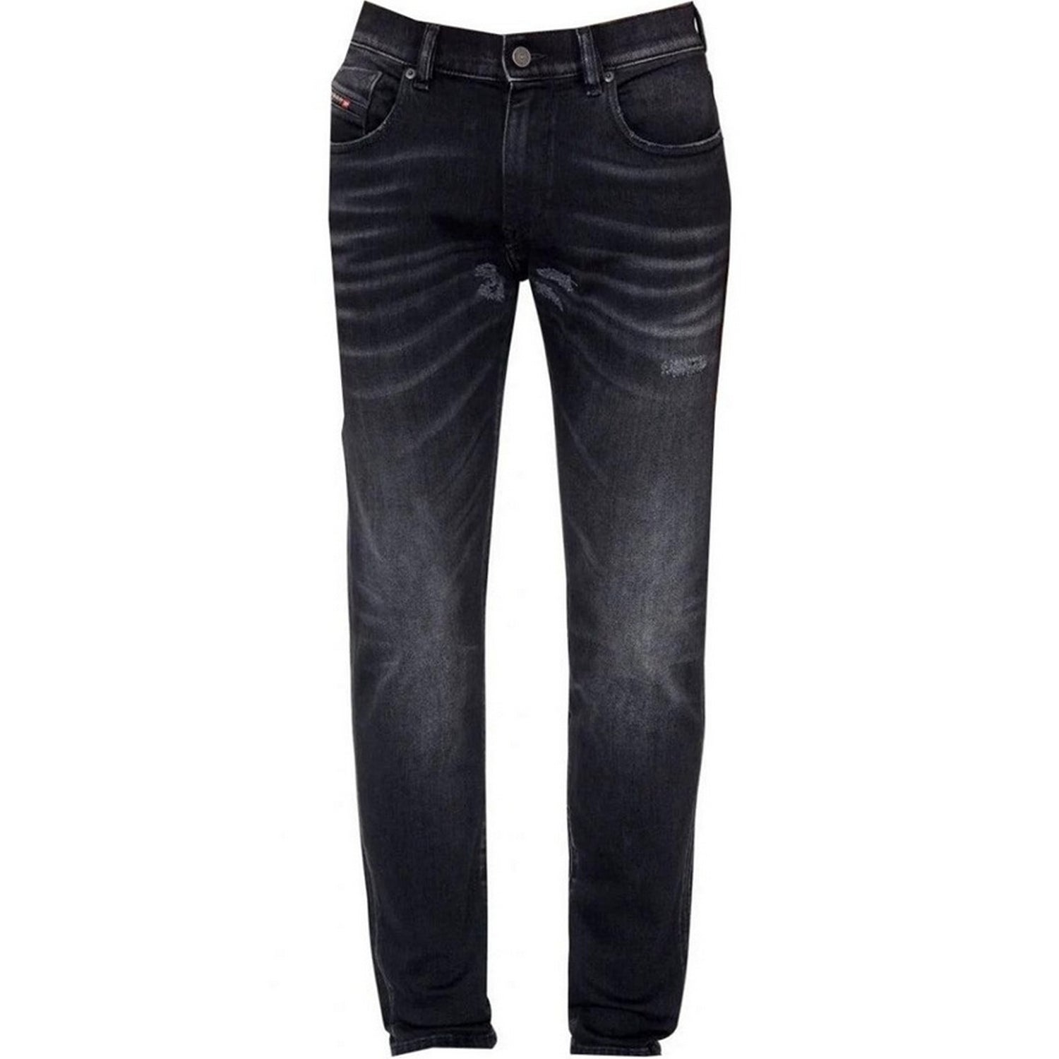 Black - Front - Diesel Mens D-Strukt Torn Reinforced Jeans