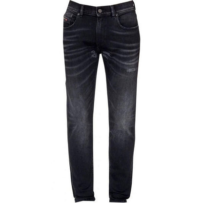 Black - Front - Diesel Mens D-Strukt Torn Reinforced Jeans