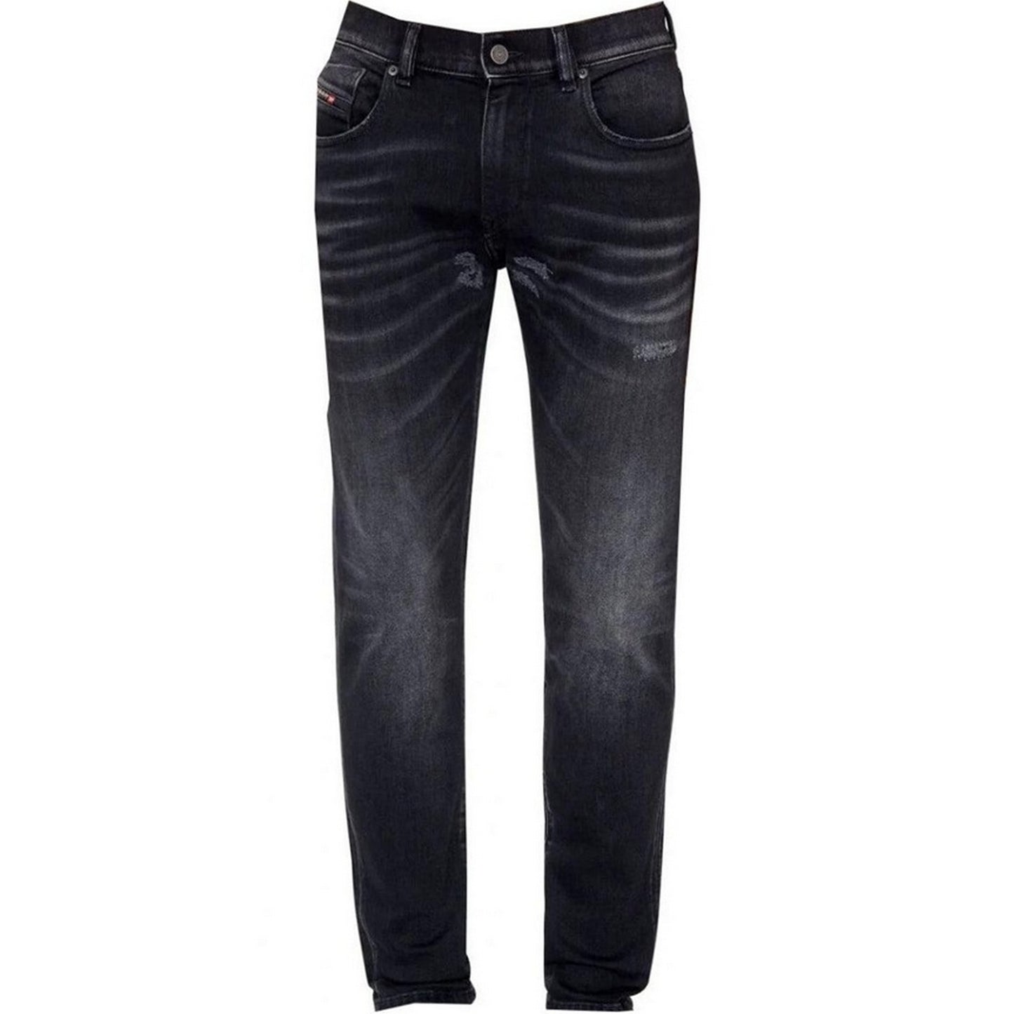 Black - Front - Diesel Mens D-Strukt Torn Reinforced Jeans