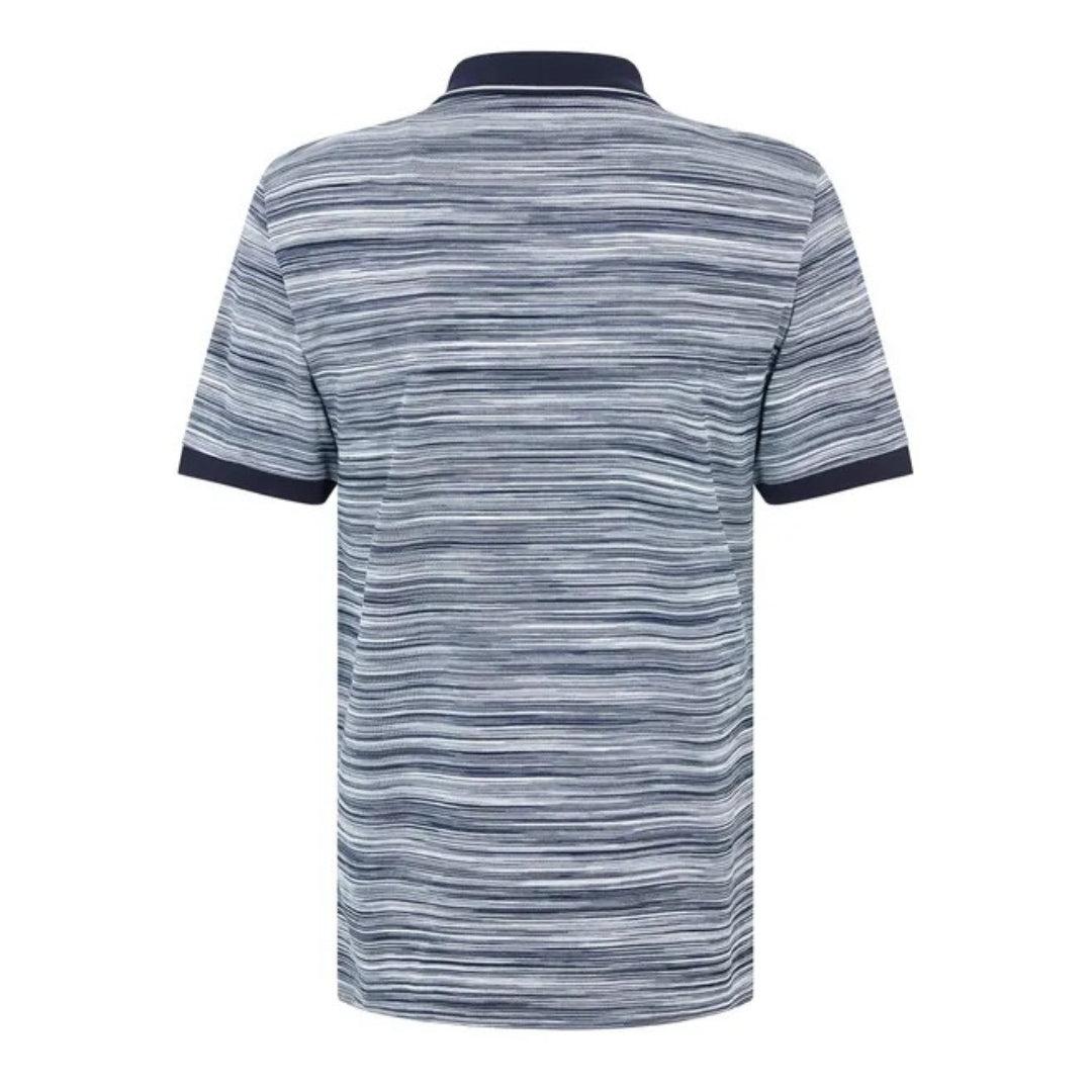 Blue - Back - Missoni Mens Patterned Short-Sleeved Polo Shirt