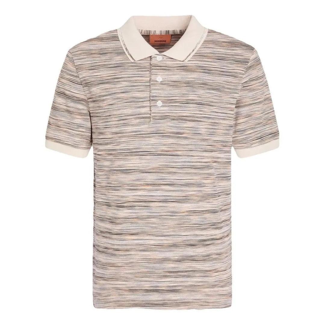 White - Front - Missoni Mens Patterned Short-Sleeved Polo Shirt