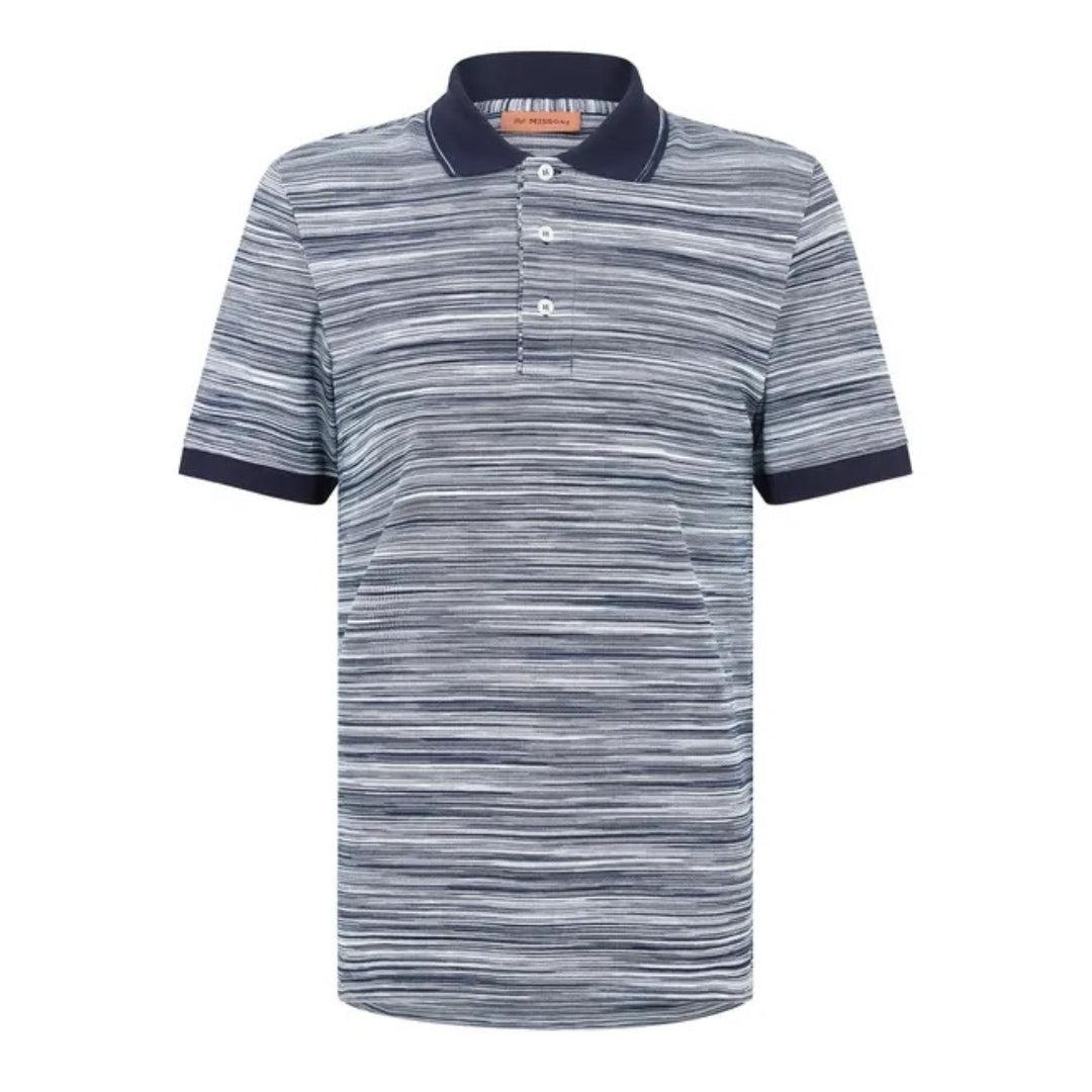 Blue - Front - Missoni Mens Patterned Short-Sleeved Polo Shirt