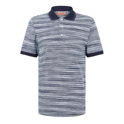 Blue - Front - Missoni Mens Patterned Short-Sleeved Polo Shirt