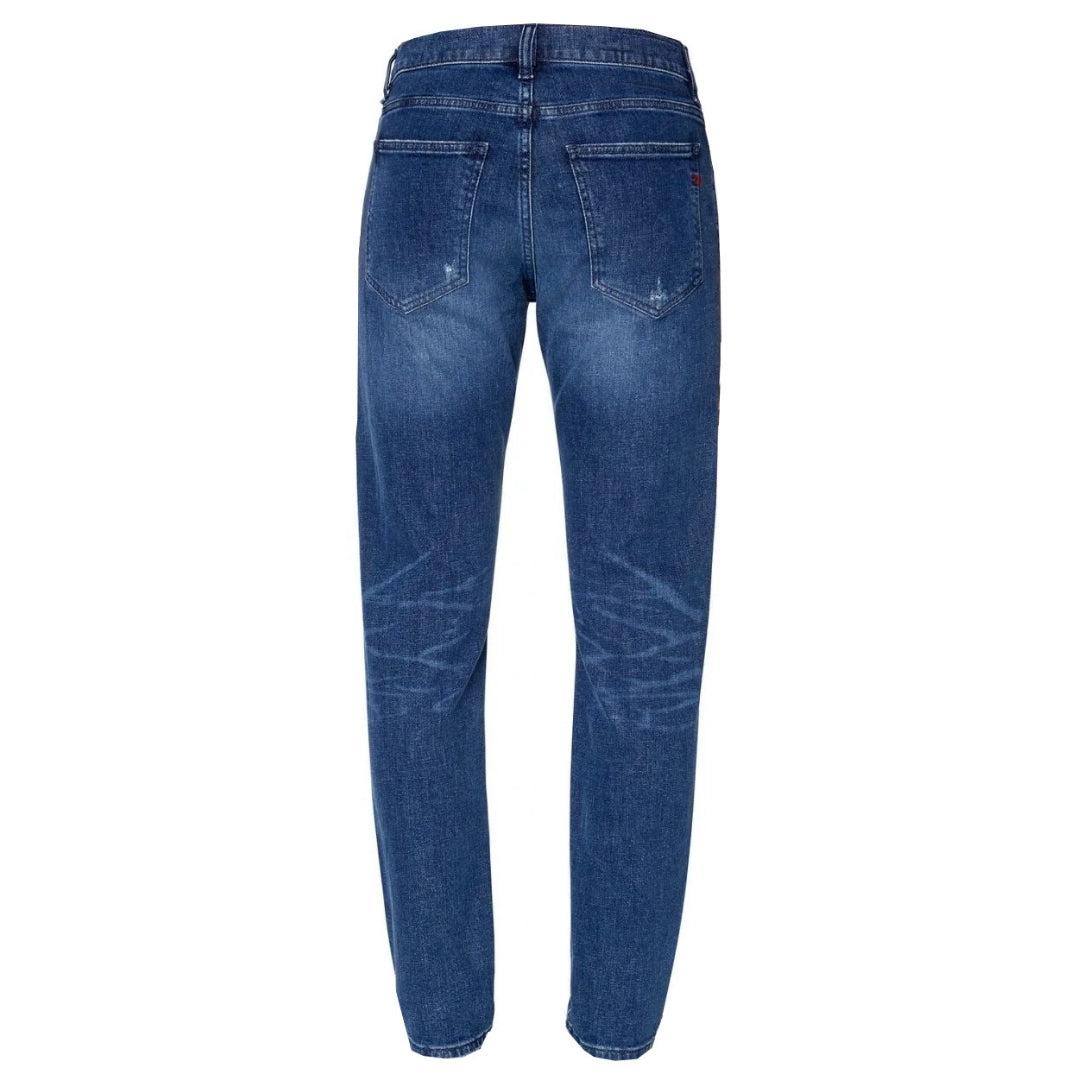 Blue - Back - Diesel Mens D-Strukt Denim Distressed Reinforced Jeans