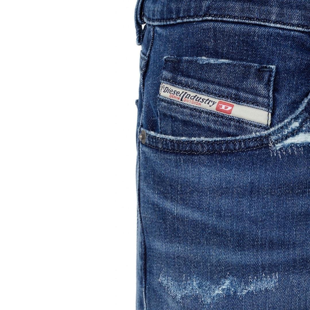 Blue - Lifestyle - Diesel Mens D-Strukt Denim Distressed Reinforced Jeans
