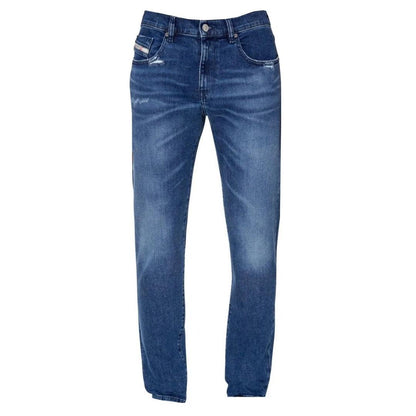 Blue - Front - Diesel Mens D-Strukt Denim Distressed Reinforced Jeans