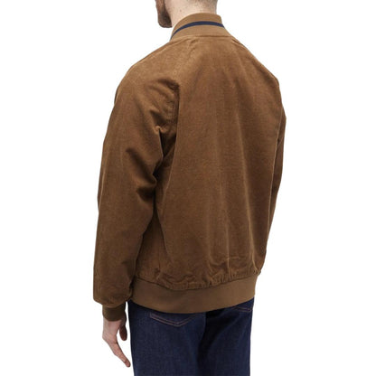 Brown - Back - Fred Perry Mens Waffle Corded Tennis Bomber Jacket