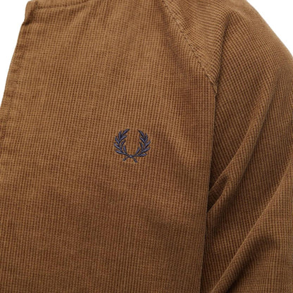 Brown - Side - Fred Perry Mens Waffle Corded Tennis Bomber Jacket