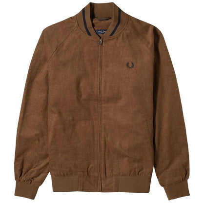 Brown - Front - Fred Perry Mens Waffle Corded Tennis Bomber Jacket