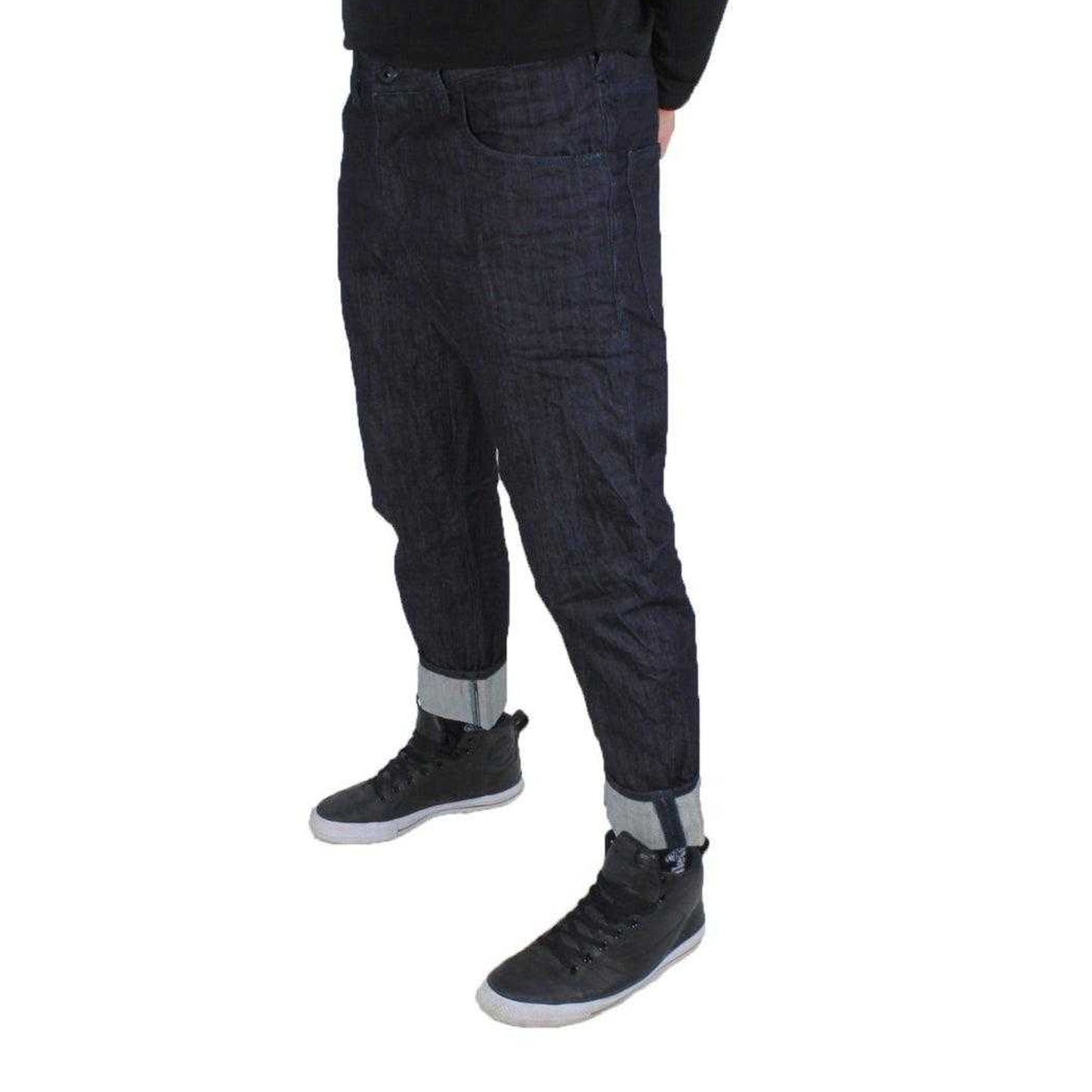 Dark Blue - Side - Armani Mens Denim Loose Jeans