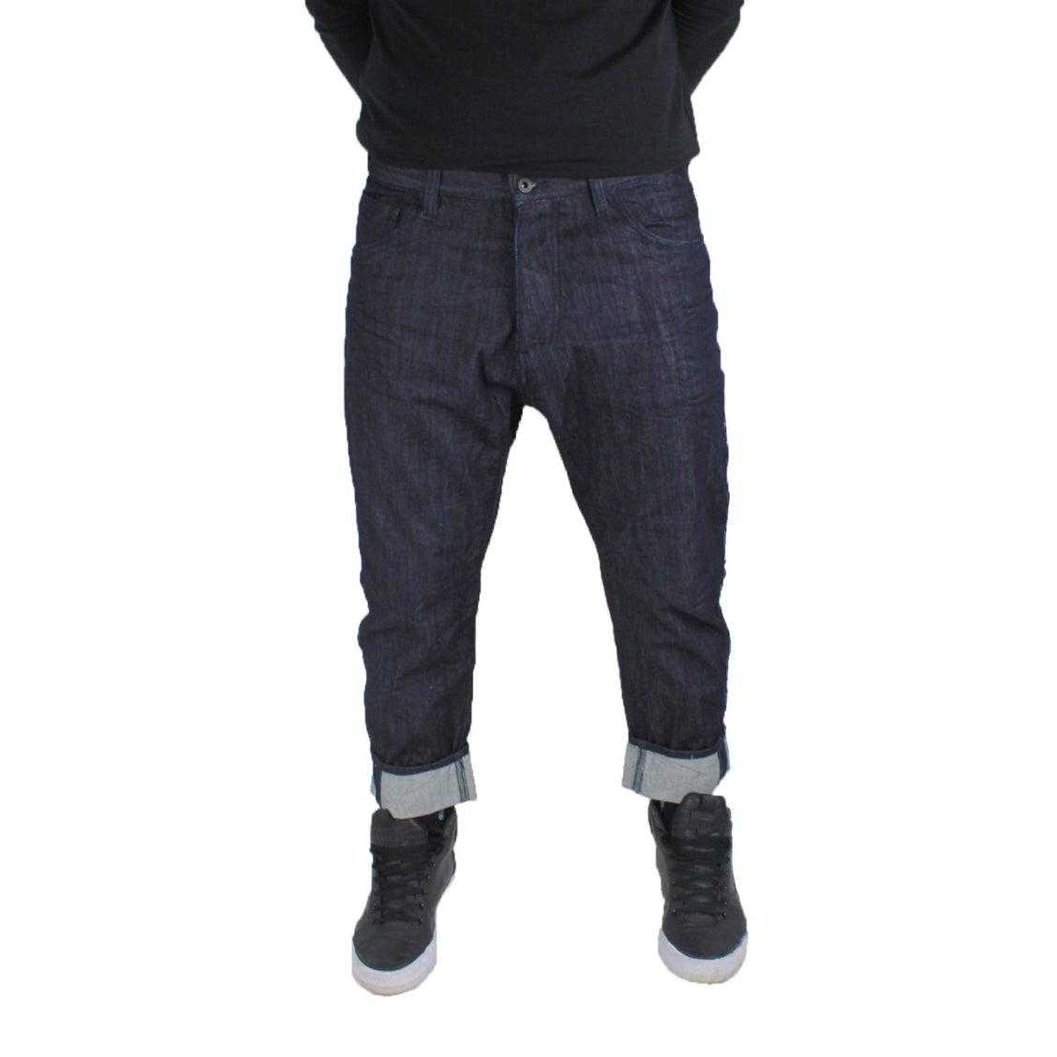Dark Blue - Front - Armani Mens Denim Loose Jeans
