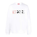White - Front - Diesel Mens Double Destroyed Logo Sweatshirt