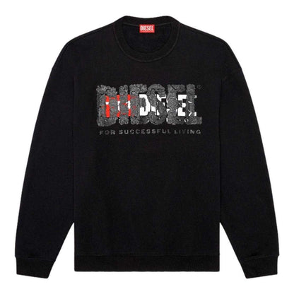Black - Front - Diesel Mens Double Destroyed Logo Sweatshirt
