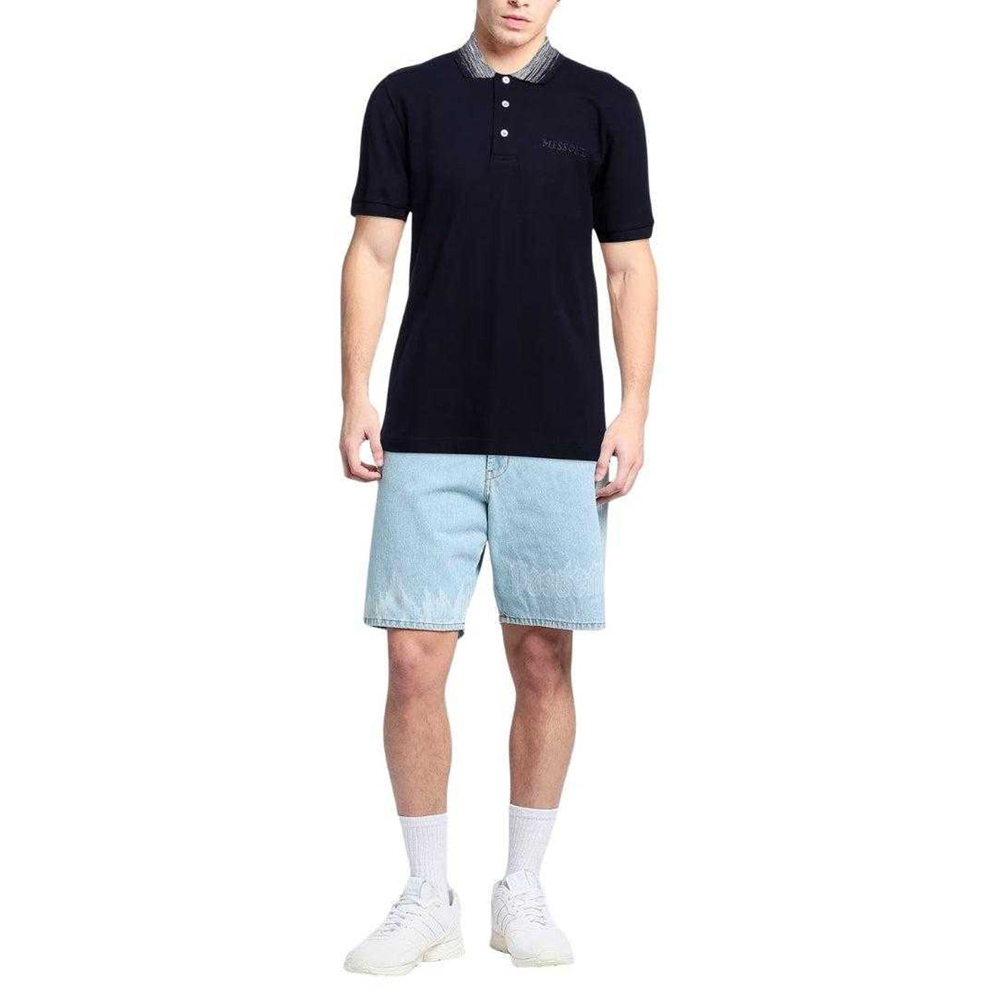 Navy Blue - Side - Missoni Mens Short-Sleeved Polo Shirt