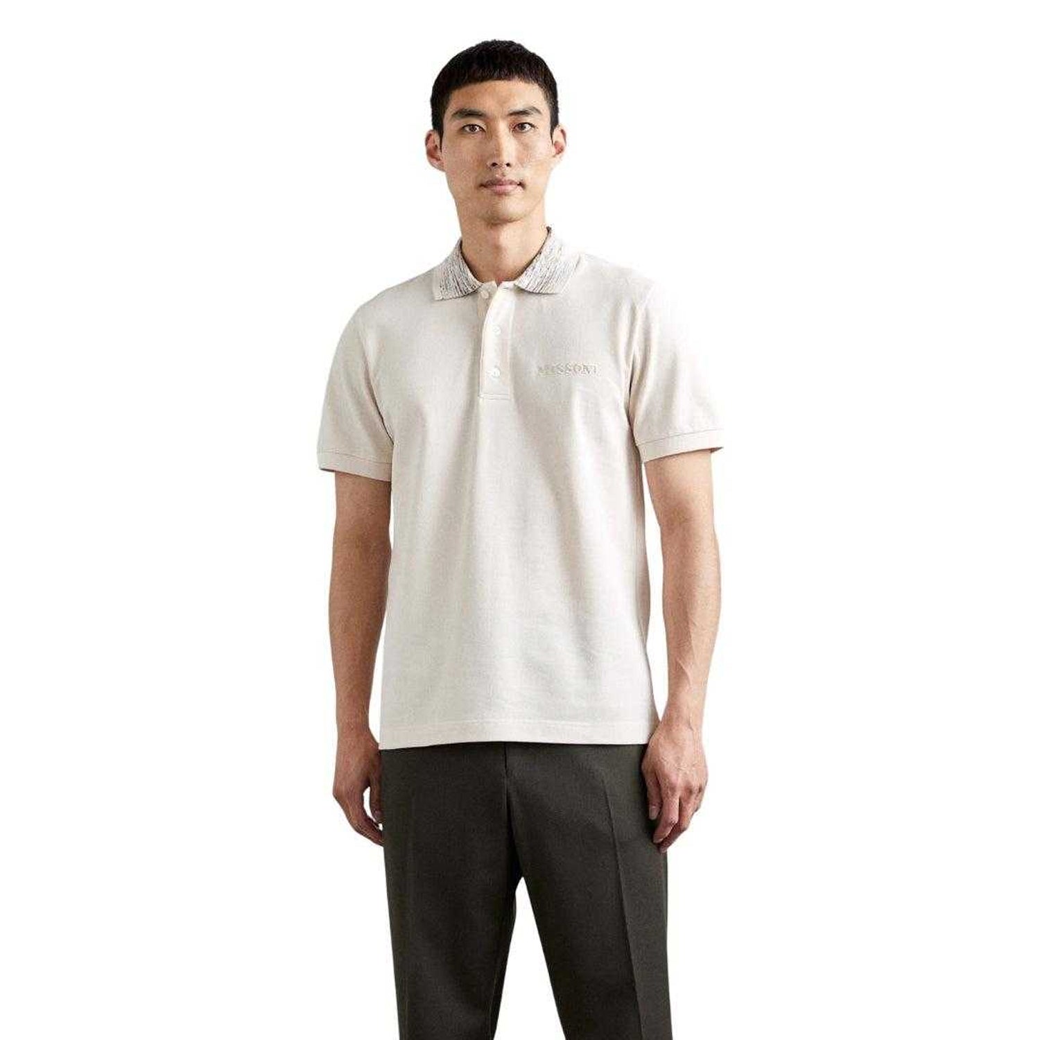 White - Lifestyle - Missoni Mens Short-Sleeved Polo Shirt