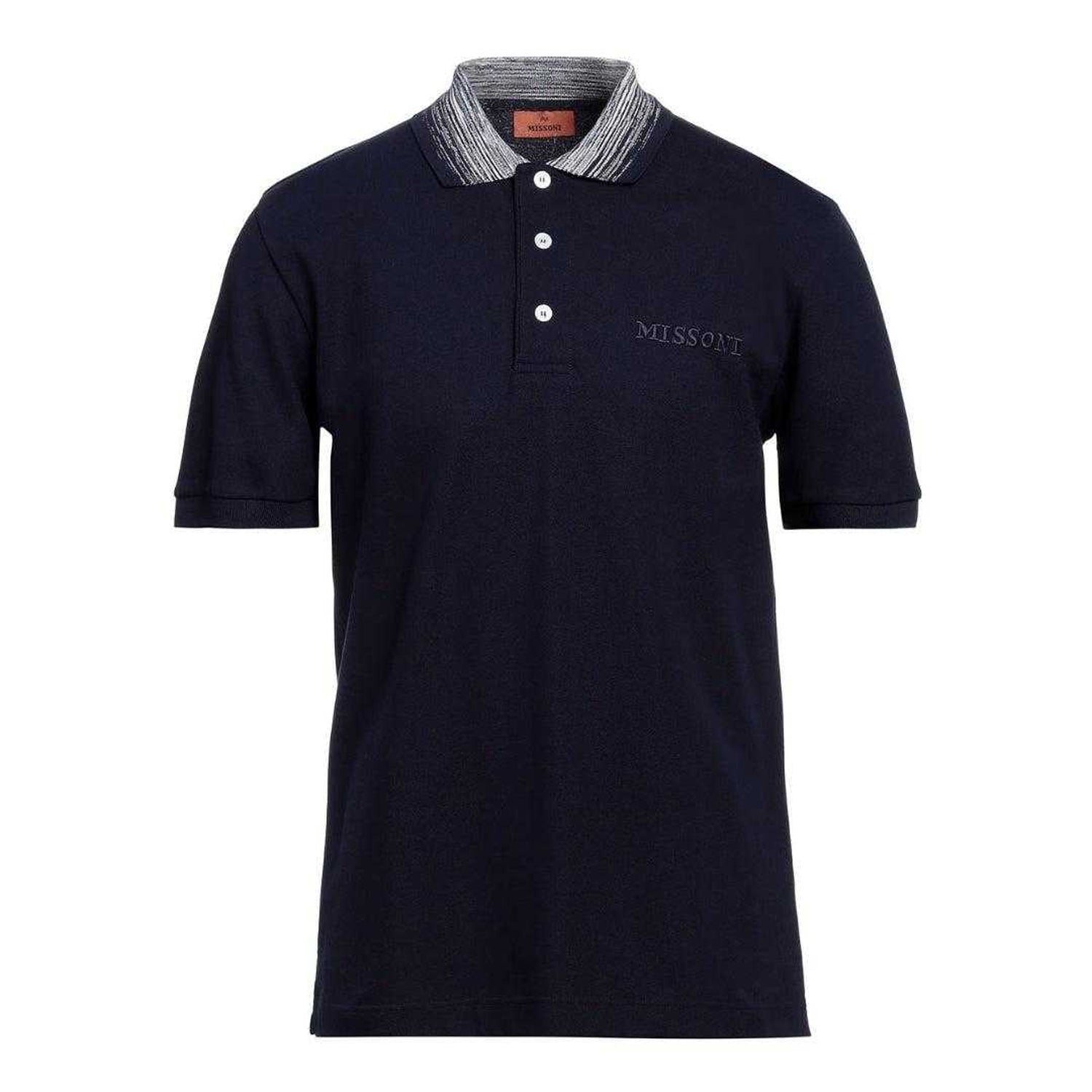 Navy Blue - Front - Missoni Mens Short-Sleeved Polo Shirt