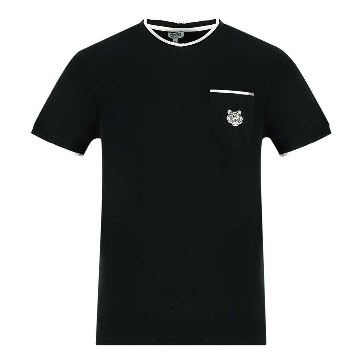 Black - Front - Kenzo Unisex Adult Logo Branded Pocket T-Shirt