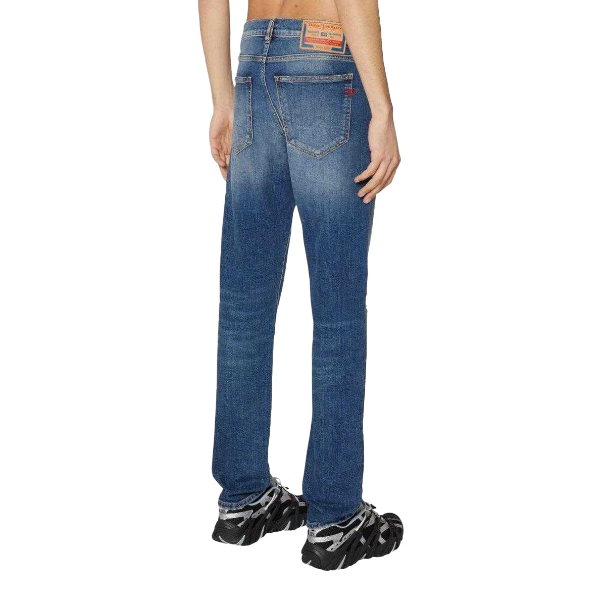 Light Blue - Side - Diesel Mens Ripped Washed Jeans