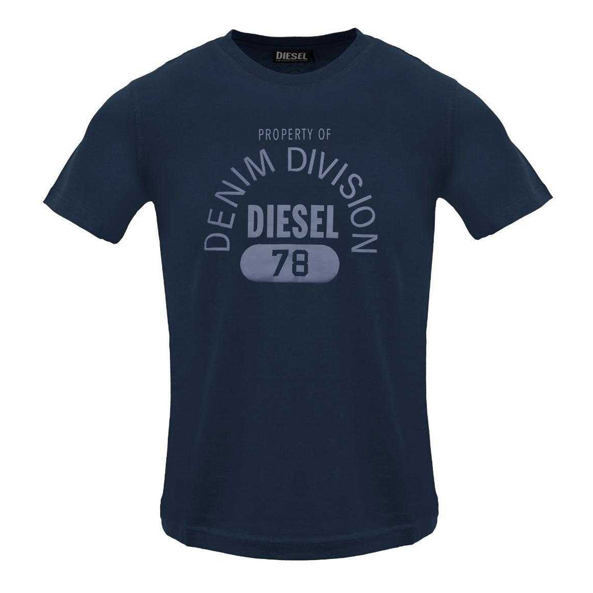 Navy Blue - Front - Diesel Mens Property Of Denim Division Logo T-Shirt