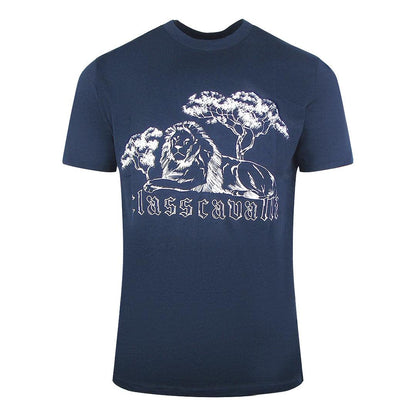 Blue - Front - Cavalli Class Mens Lion T-Shirt