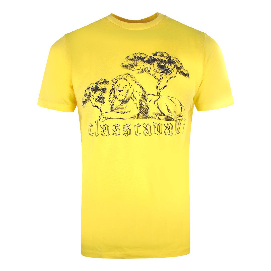 Yellow - Front - Cavalli Class Mens Lion T-Shirt